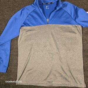 Nike Golf Mens Large 1/4 Zip Pullover Fleece Blue Gray Colorblock Sweatshirt
